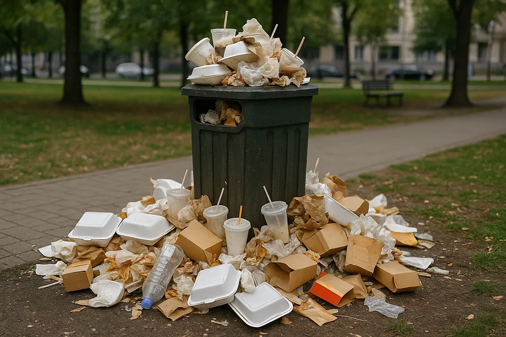 Productos-de-un-solo-uso-contaminacion Productos de un solo uso provenientes de expendios de comida contaminando la ciudad