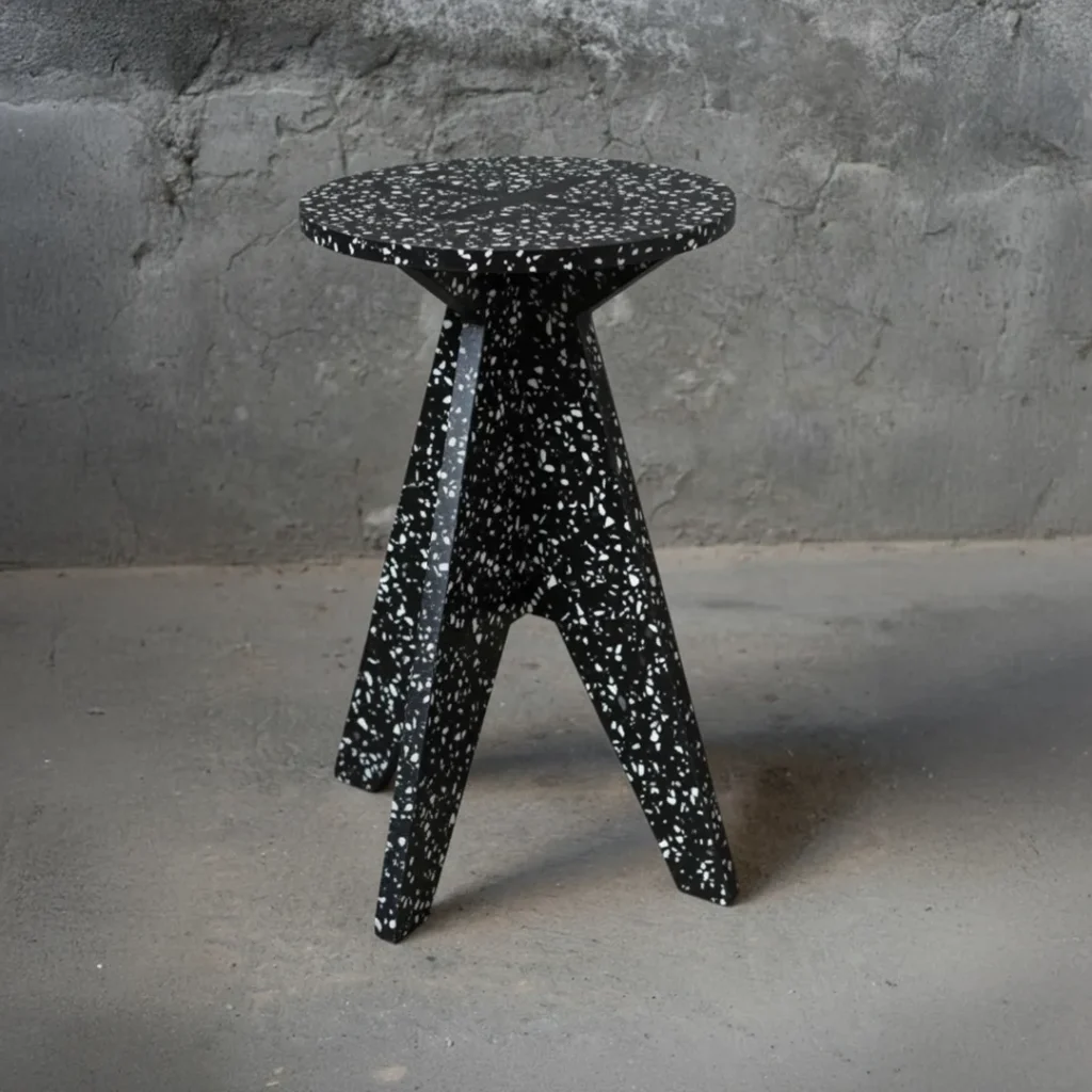 taburete encastrado de plástico reciclado. Diseño elegante y moderno