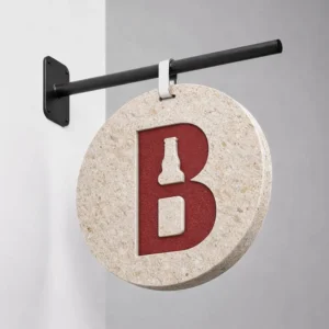 letrero colgante de plástico reciclado para bares, restaurantes y cafeterías. Destaca la fachada de tu local y demuestra tu compromiso con la sustentabilidad